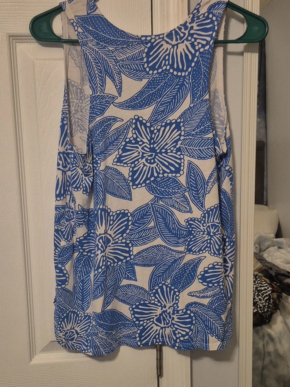 J. Crew Blue and White Floral Tank Top